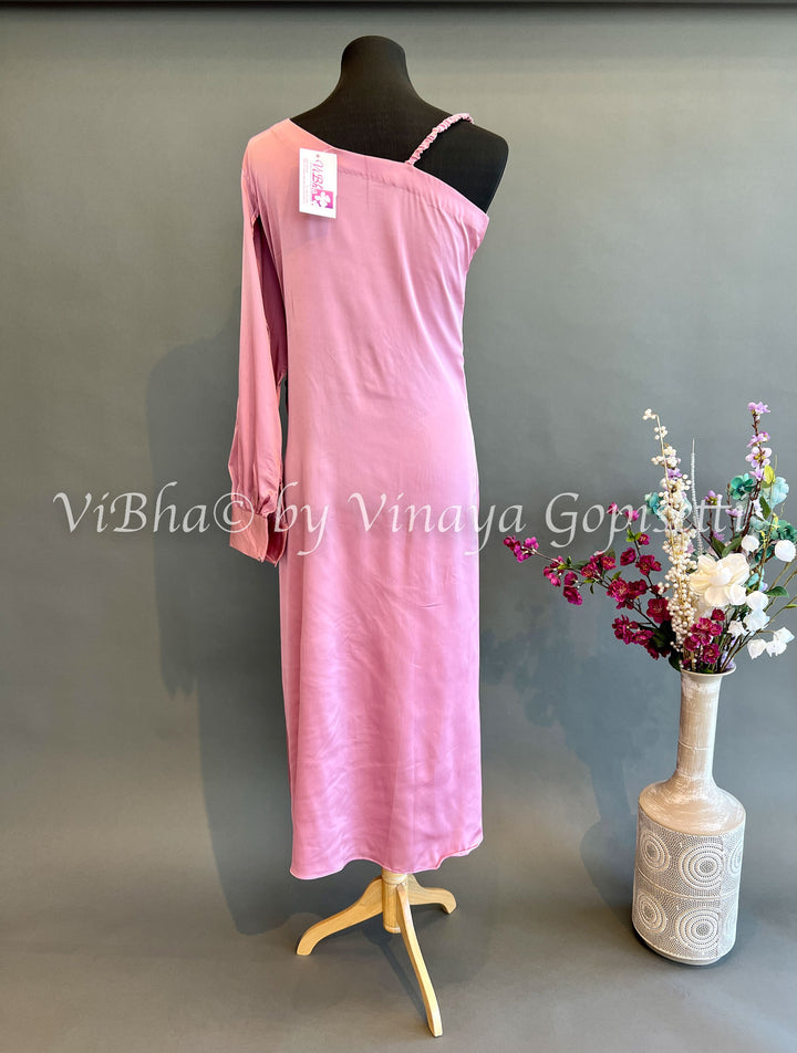 Onion Pink One Shoulder Dress