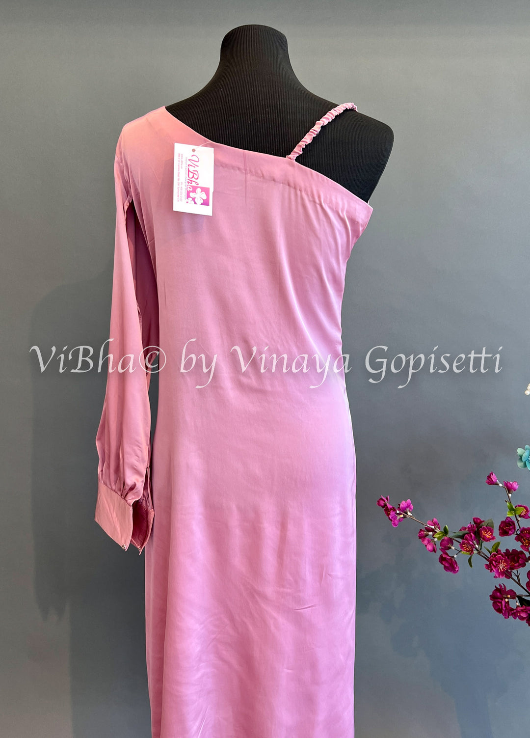 Onion Pink One Shoulder Dress