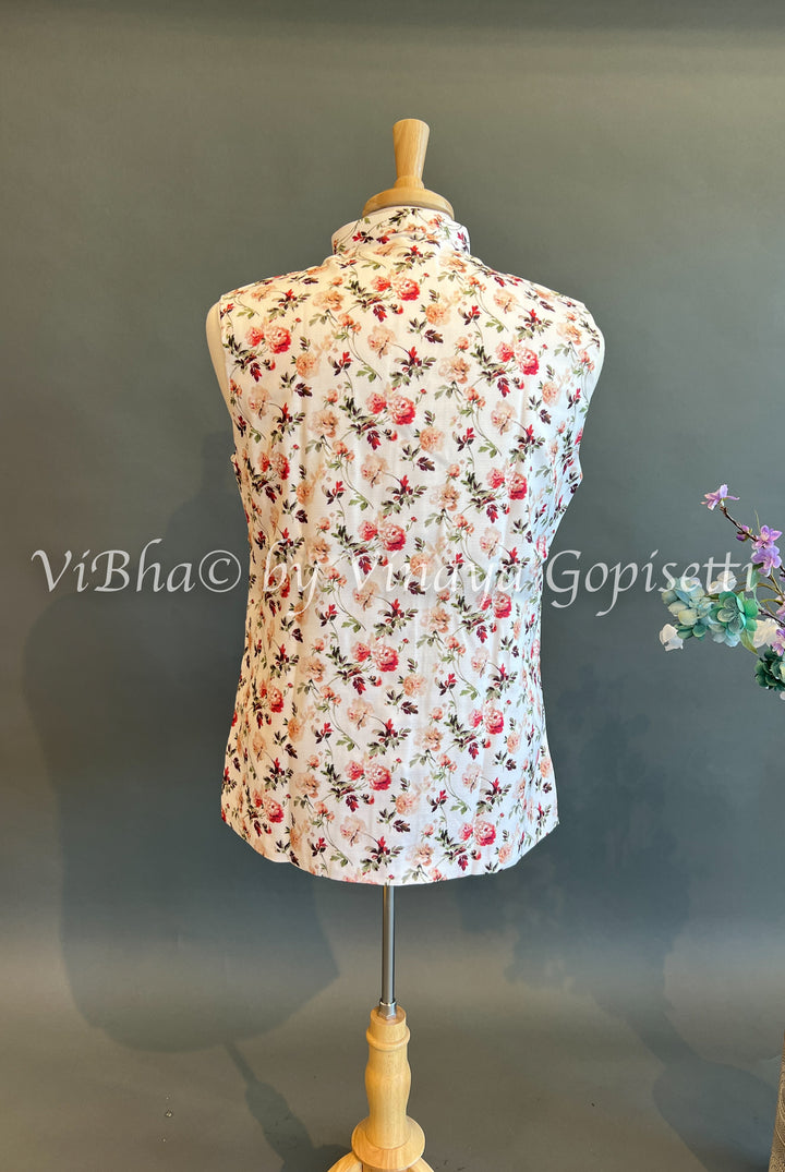 Multi Color Floral Print Vest
