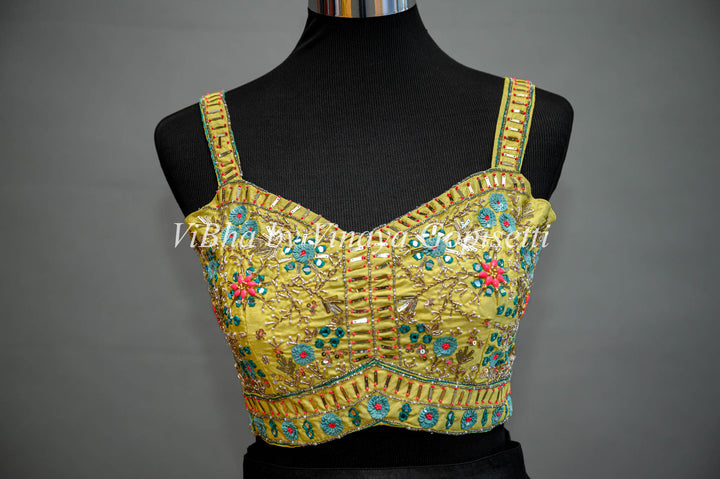 Yellow Palazzo With Embroidered Sleeveless Blouse And Detachable Jacket