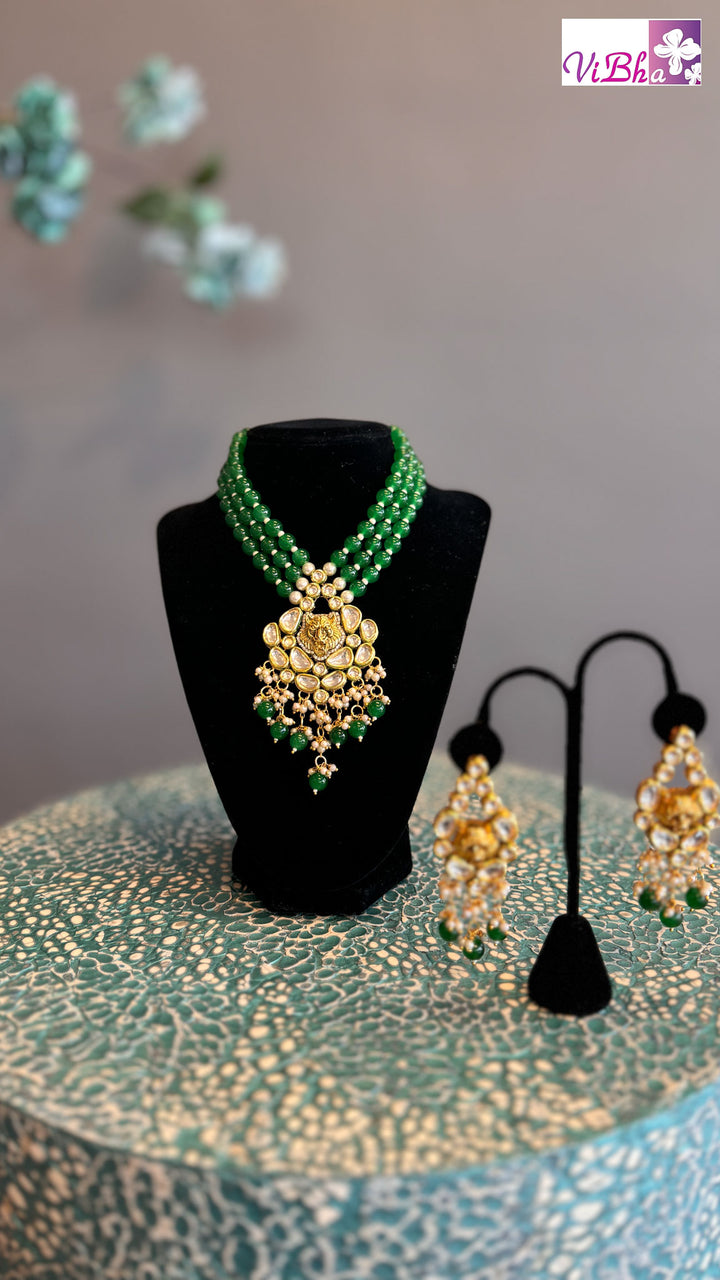 Sabyasachi Inspired Emerald Jaguar Necklace And Earrings Set