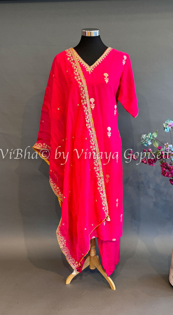 Hot Pink Embroidered Salwar Set
