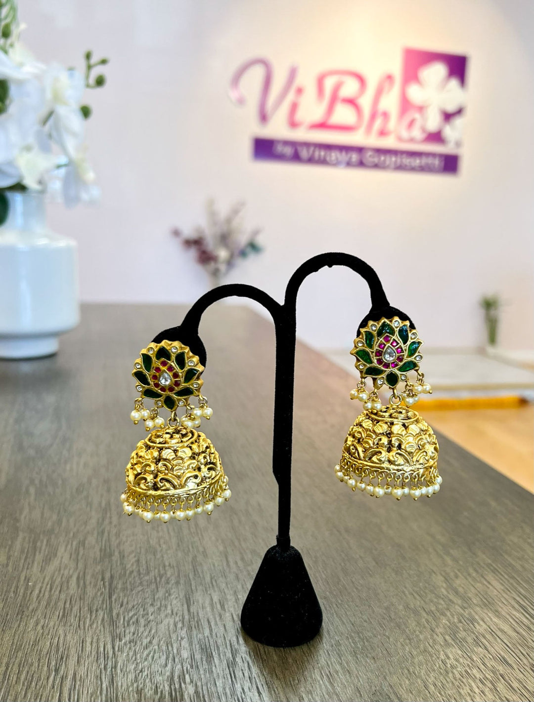 Accessories & Jewelry - Ruby & Emerald Nakshi Jhumkas