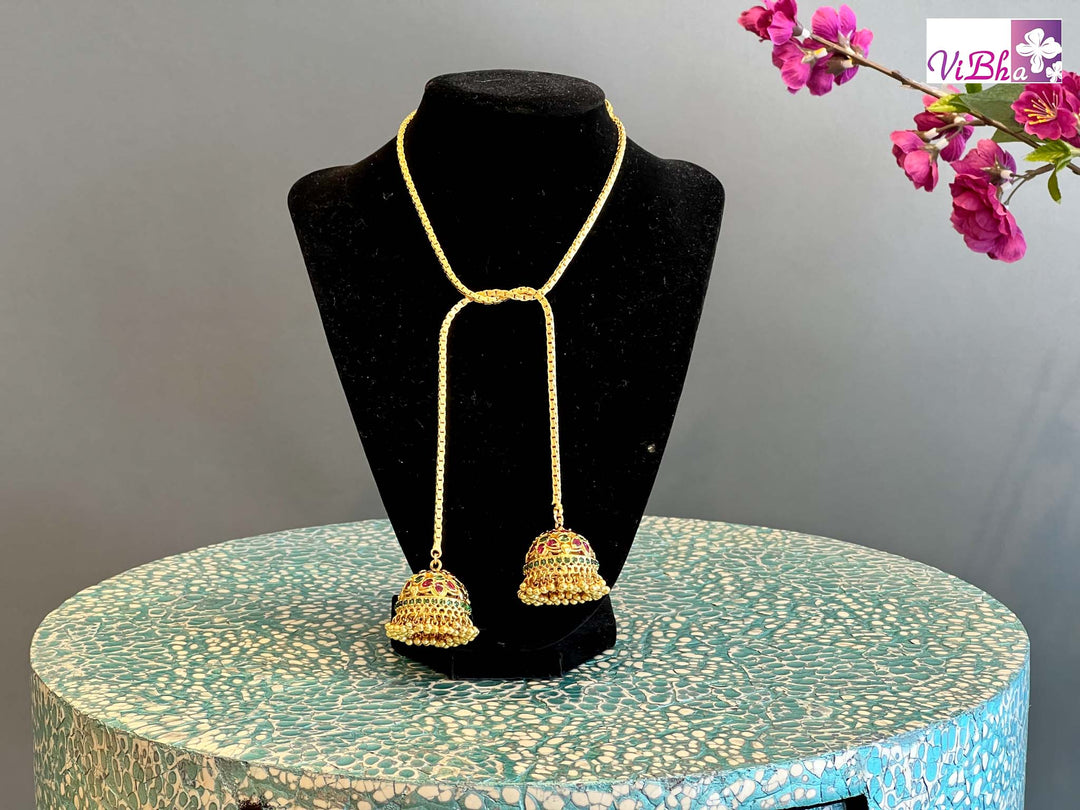 Accessories & Jewelry - Temple Jewelry Chain Jhumka Set