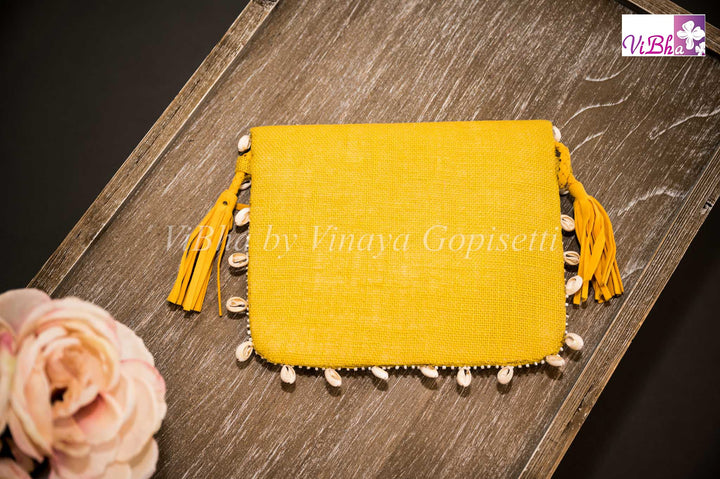 Accessories & Jewelry - Yellow Shell Embroidered Clutch