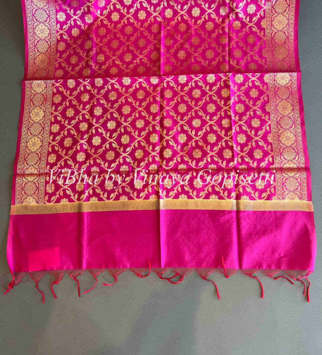 Dupatta - Pink Benares Silk Dupatta