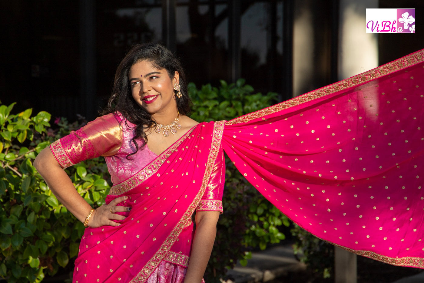 Singer Lipsika in ViBha's gorgeous Half Saree