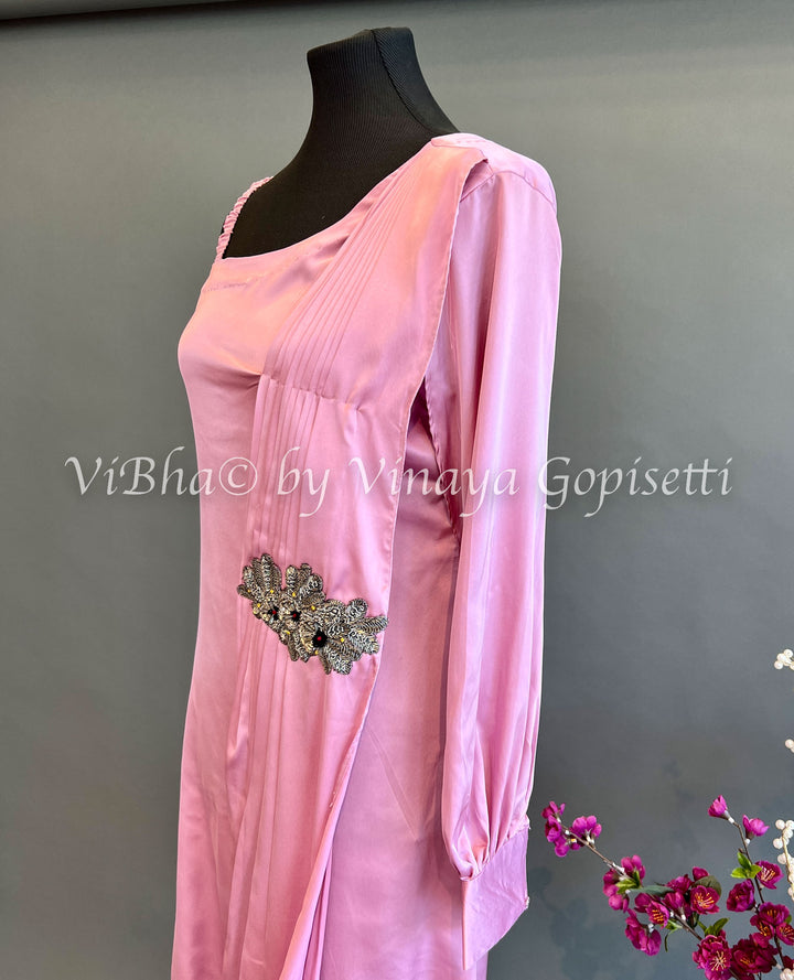 Onion Pink One Shoulder Dress Gown