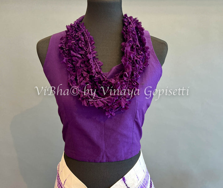 Purple and White tie and dye three Piece Skirt Top set