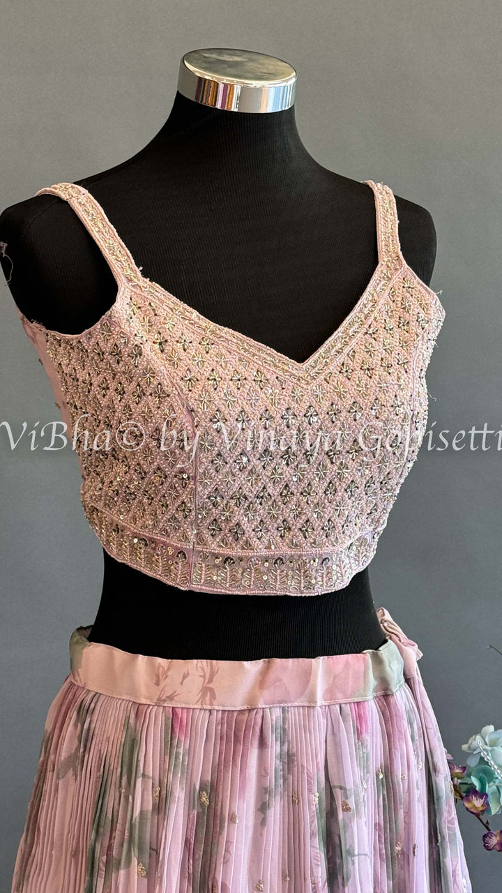 Pastel Pink Embroidered Lehenga Set
