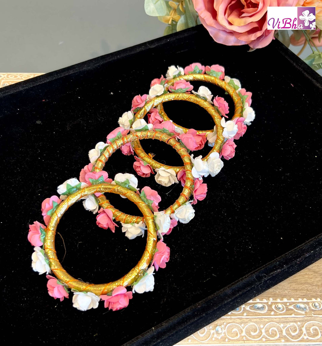 Rose Pink and White Bangles