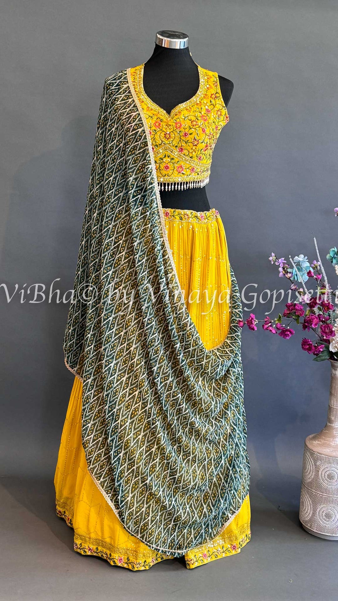 Yellow Lehenga with Embroidered Blouse