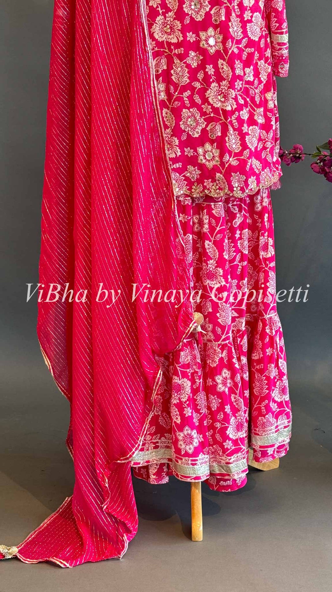 Pink Floral Sharara Set