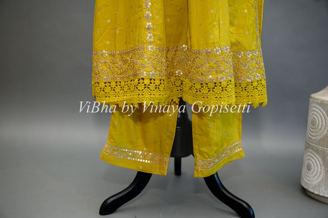 Honeysuckle Yellow Embroidered Salwar Suit.