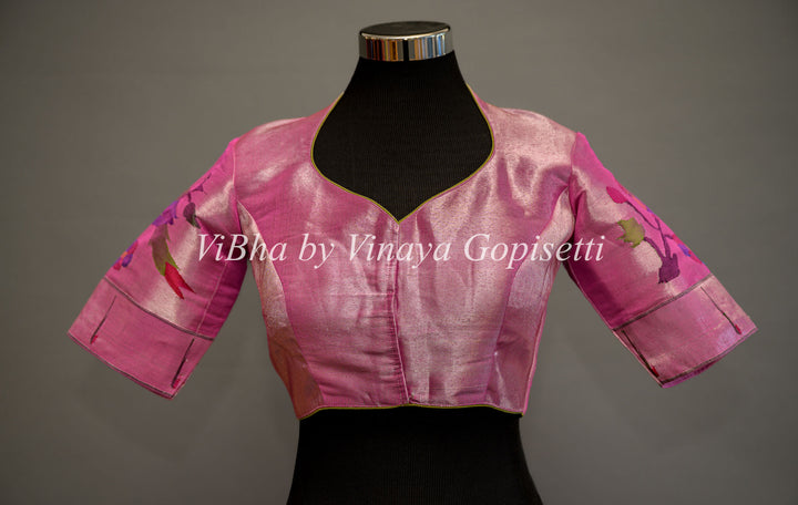 Pink Paithani Silk Blouse