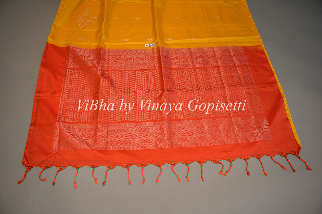 Yellow and Red Kanchi Soft Solk Saree and Blouse
