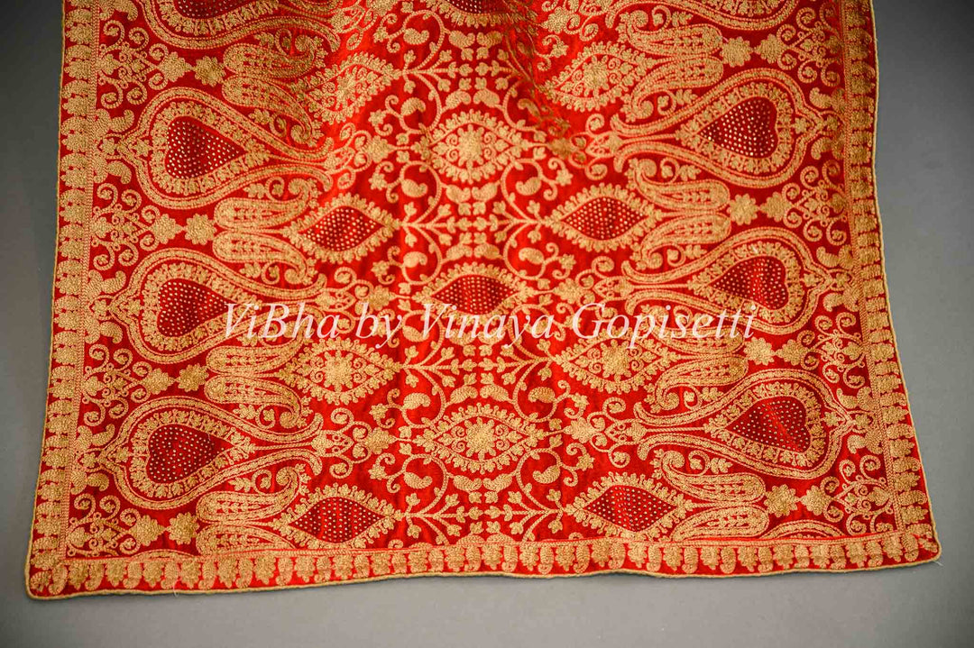 Red Embroidered Safa and Dupatta