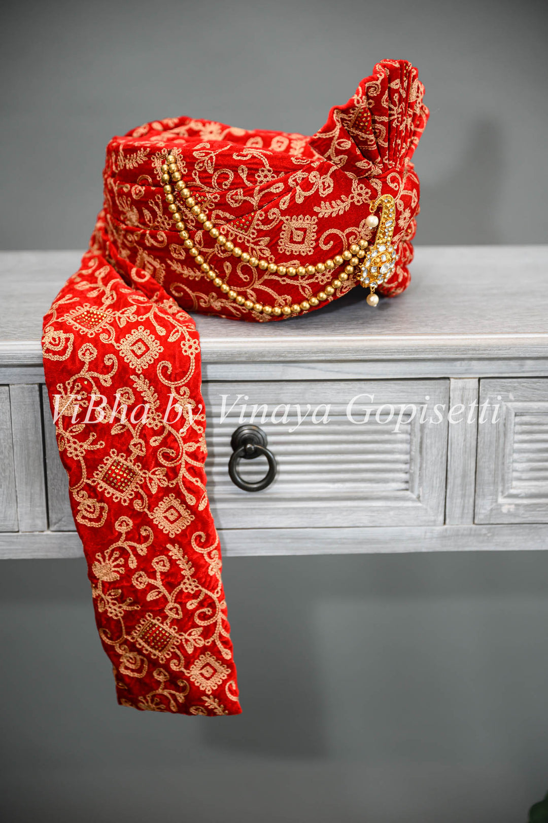 Red Embroidered Safa