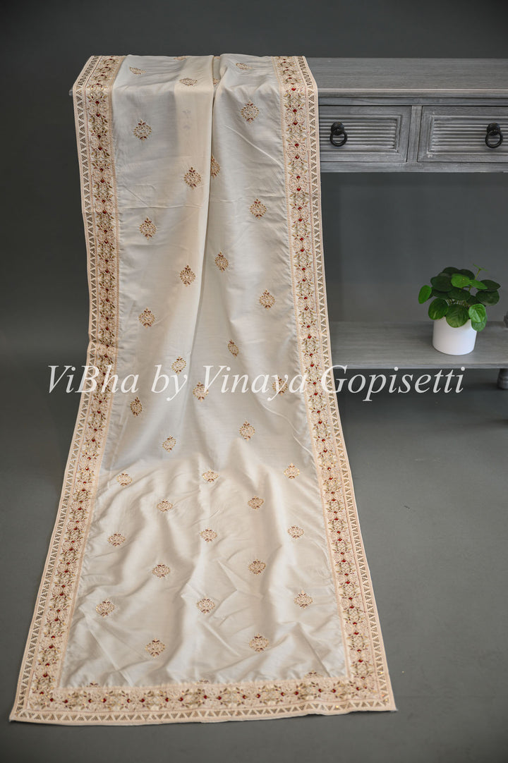 Ivory Embroidered Dupatta