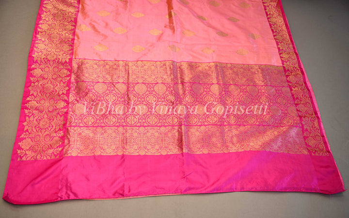 Dark and Light Pink Benares Katan Silk Saree And Blouse