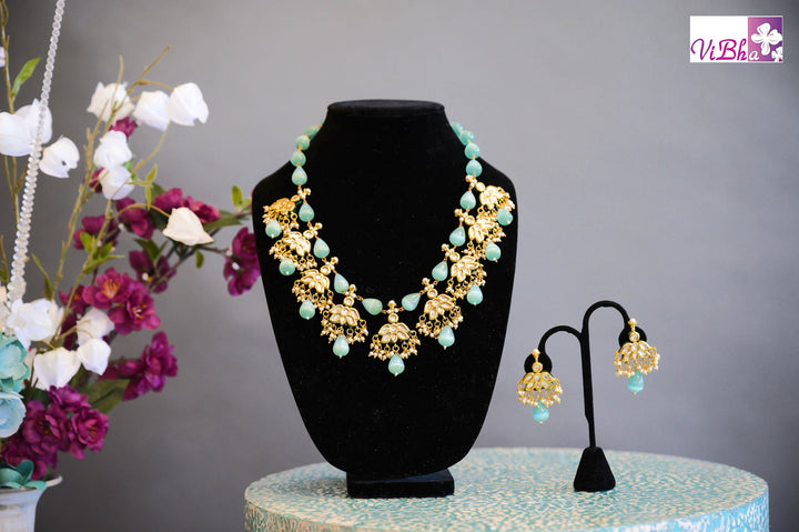 Accessories & Jewelry - Blue Big Drop Kundan Set