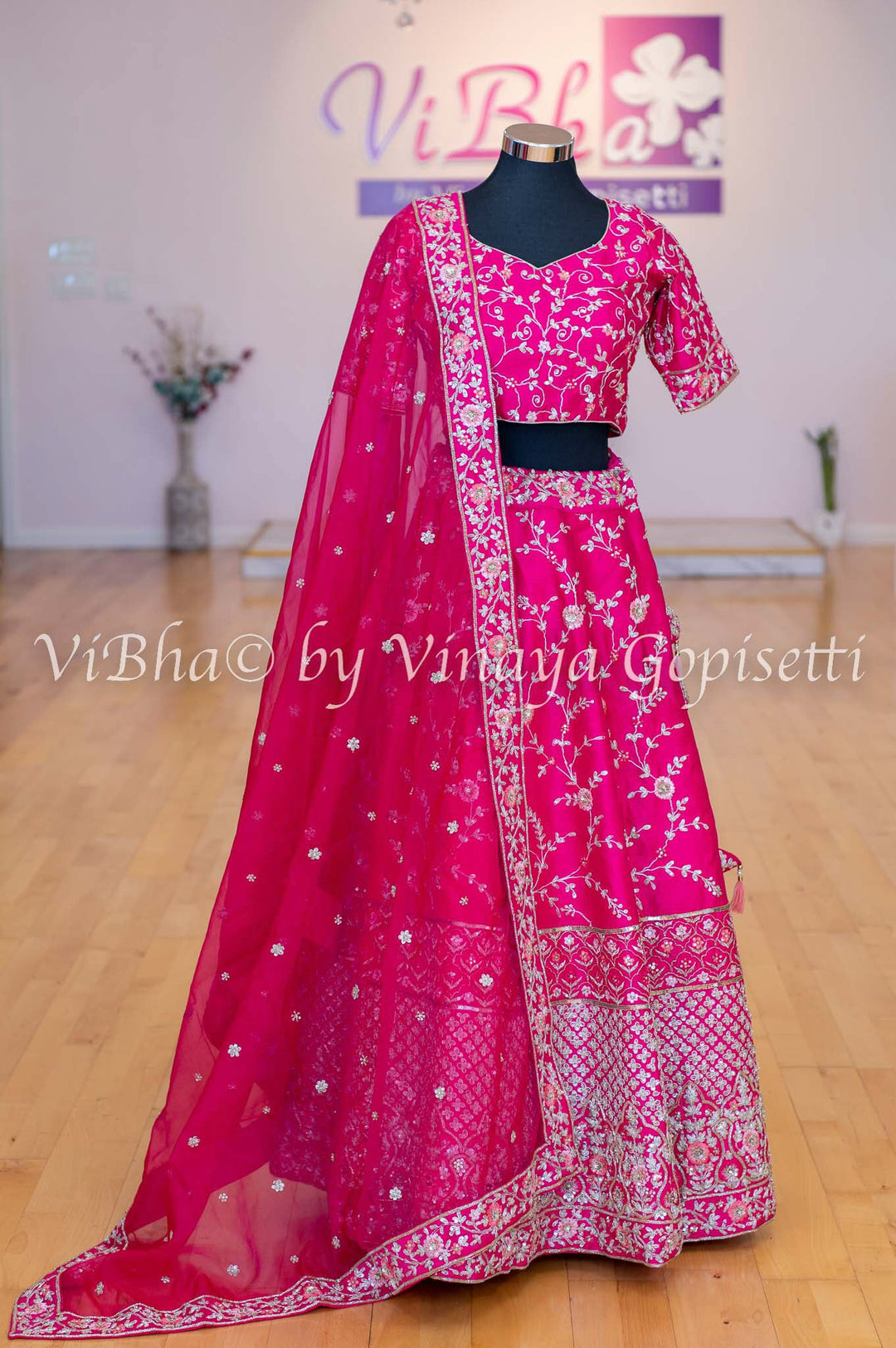 Accessories & Jewelry - Dark Pink Raw Silk Lehenga Blouse With Heavy Resham And Zari Embroidery And Net Dupatta