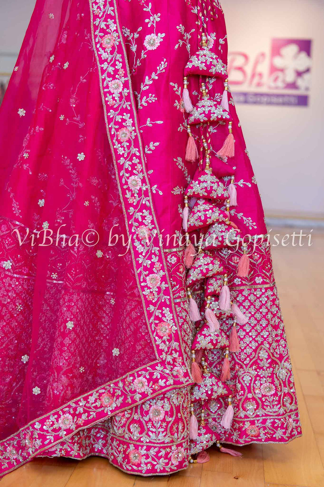 Accessories & Jewelry - Dark Pink Raw Silk Lehenga Blouse With Heavy Resham And Zari Embroidery And Net Dupatta