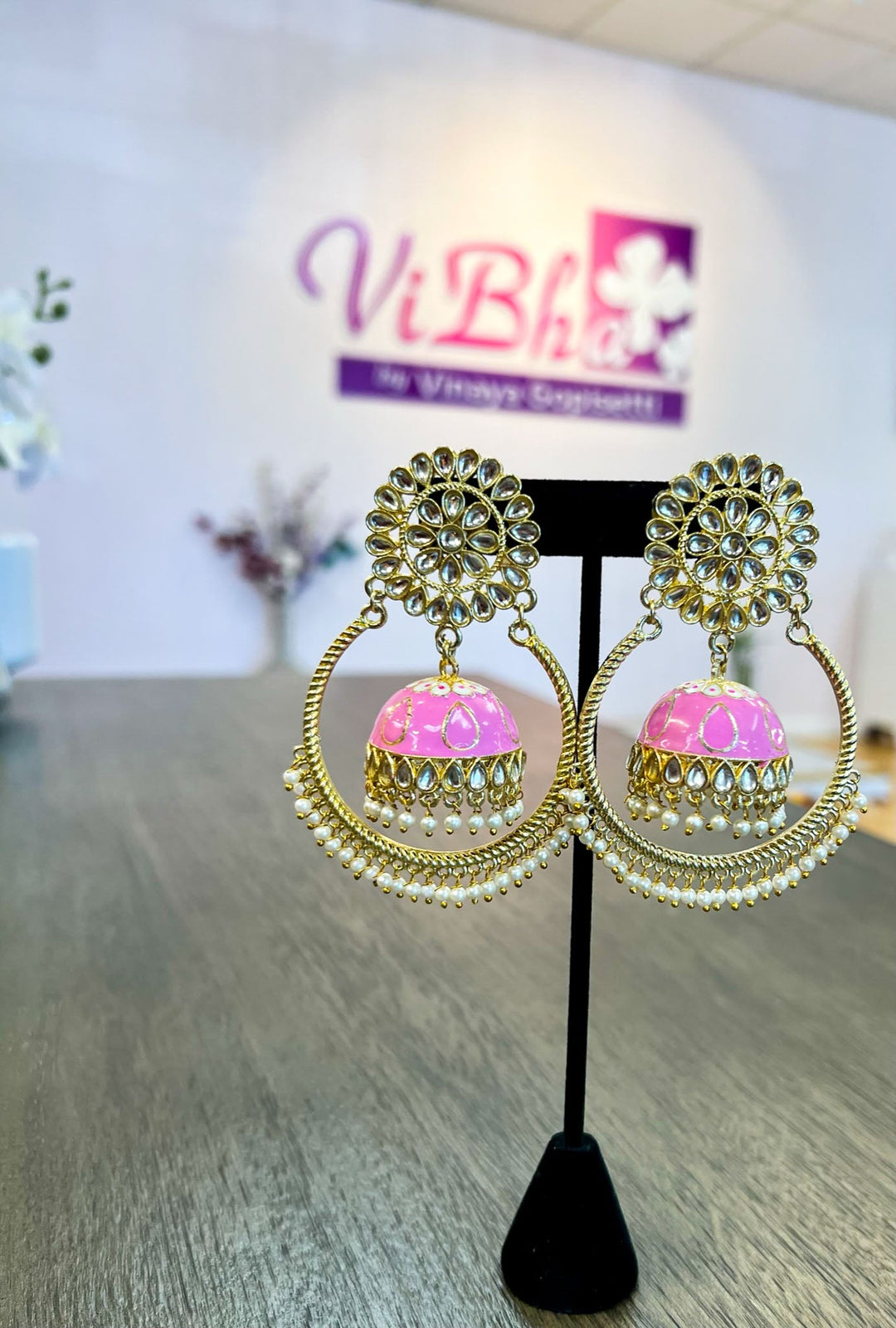 Accessories & Jewelry - Kundan Chandbali Jhumkas
