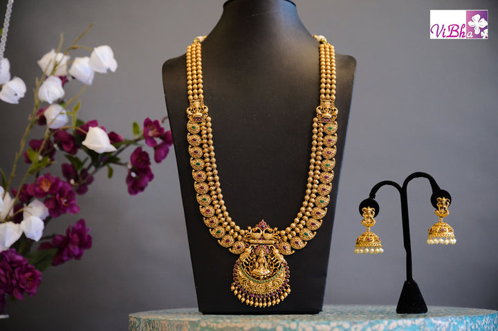 Accessories & Jewelry - Lakshmi Long Necklace Bridal Temple Jewellery- Long