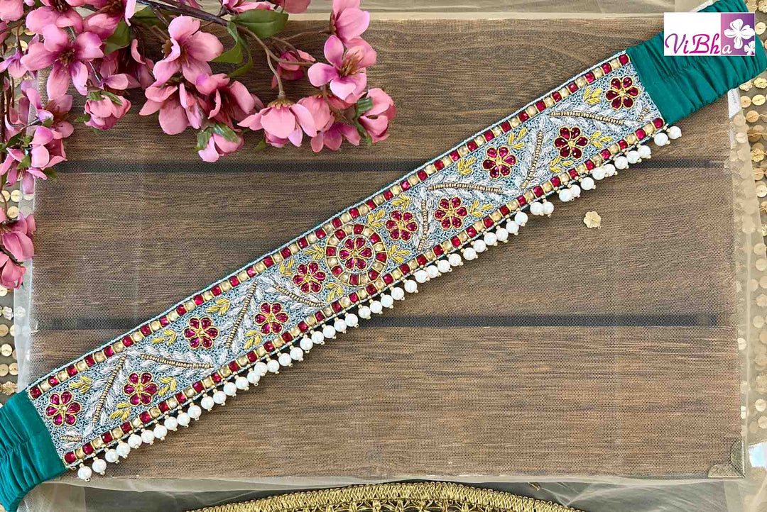 Accessories & Jewelry - Leaf Green Embroidered Waist Belt