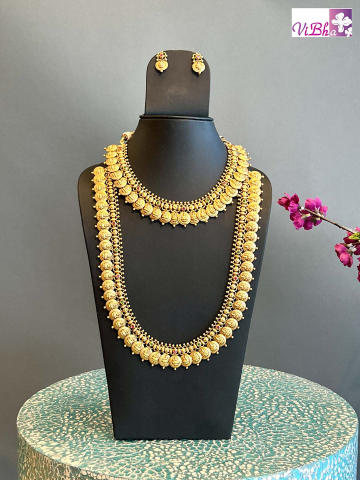 Accessories & Jewelry - Long And Short Lakshmi Kasu Temple Jewelry Set