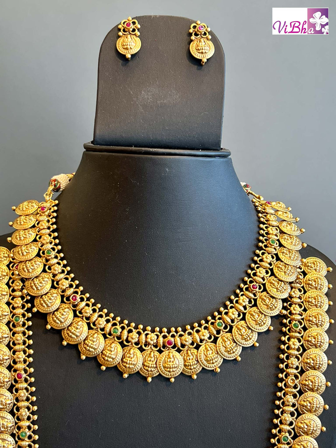 Accessories & Jewelry - Long And Short Lakshmi Kasu Temple Jewelry Set