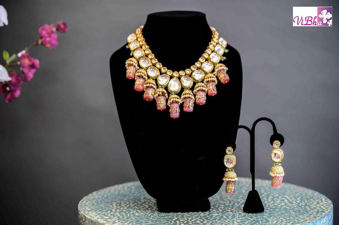 Accessories & Jewelry - Pink Drop Kundan Set