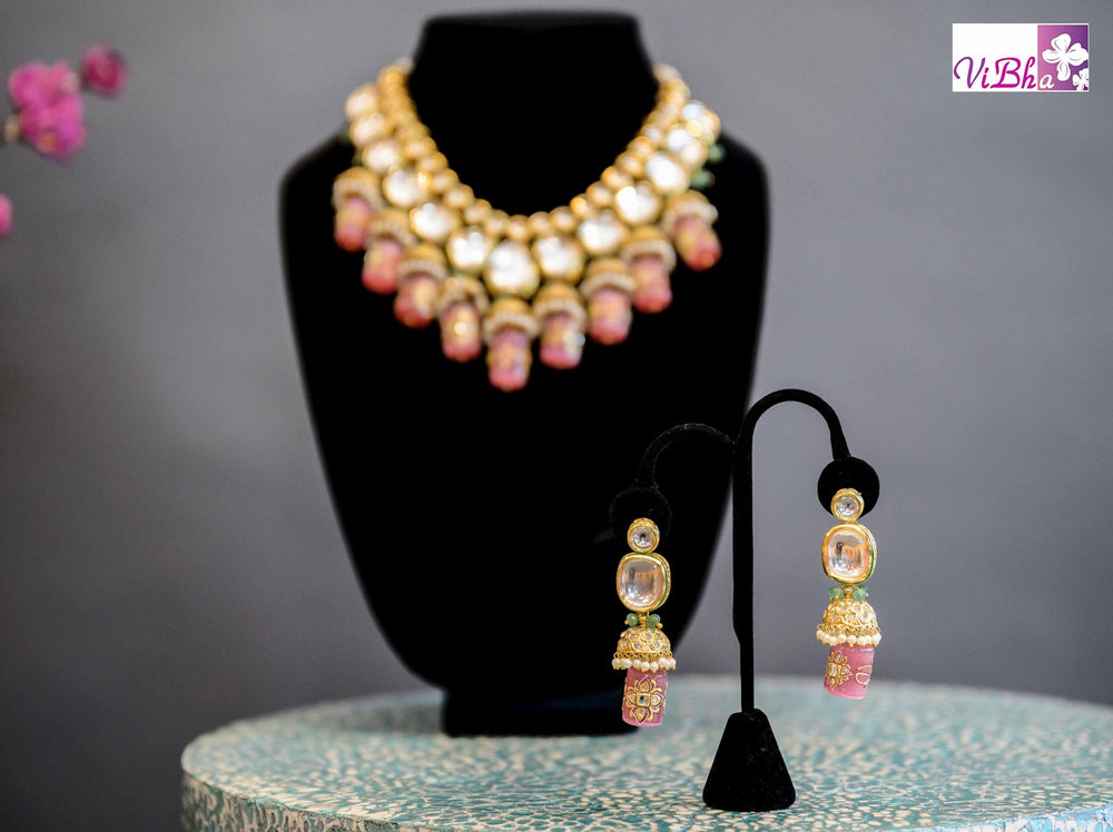Accessories & Jewelry - Pink Drop Kundan Set