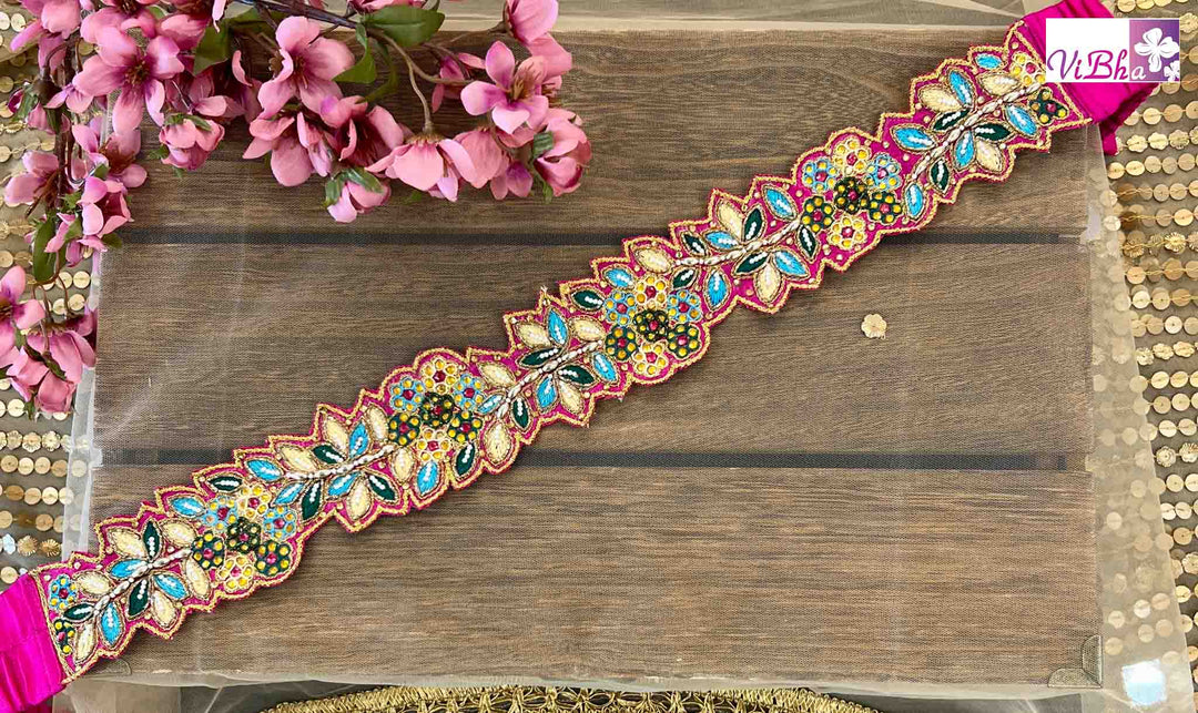 Accessories & Jewelry - Pink Multi Color Embroidered Waist Belt