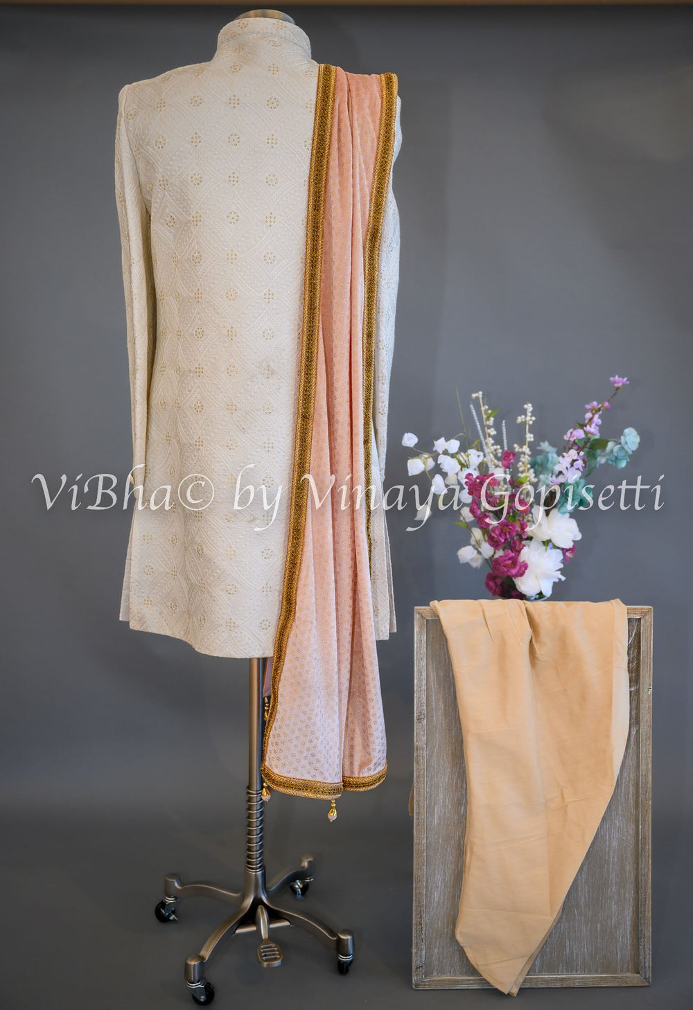 Accessories & Jewelry - Pristine White Silk Thread Embroidered Sherwani Set