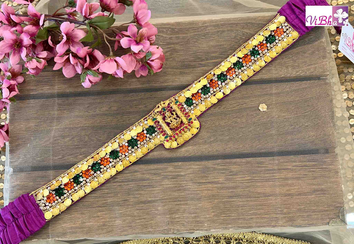 Accessories & Jewelry - Purple Lakshmi Kasu Embroidered Waist Belt
