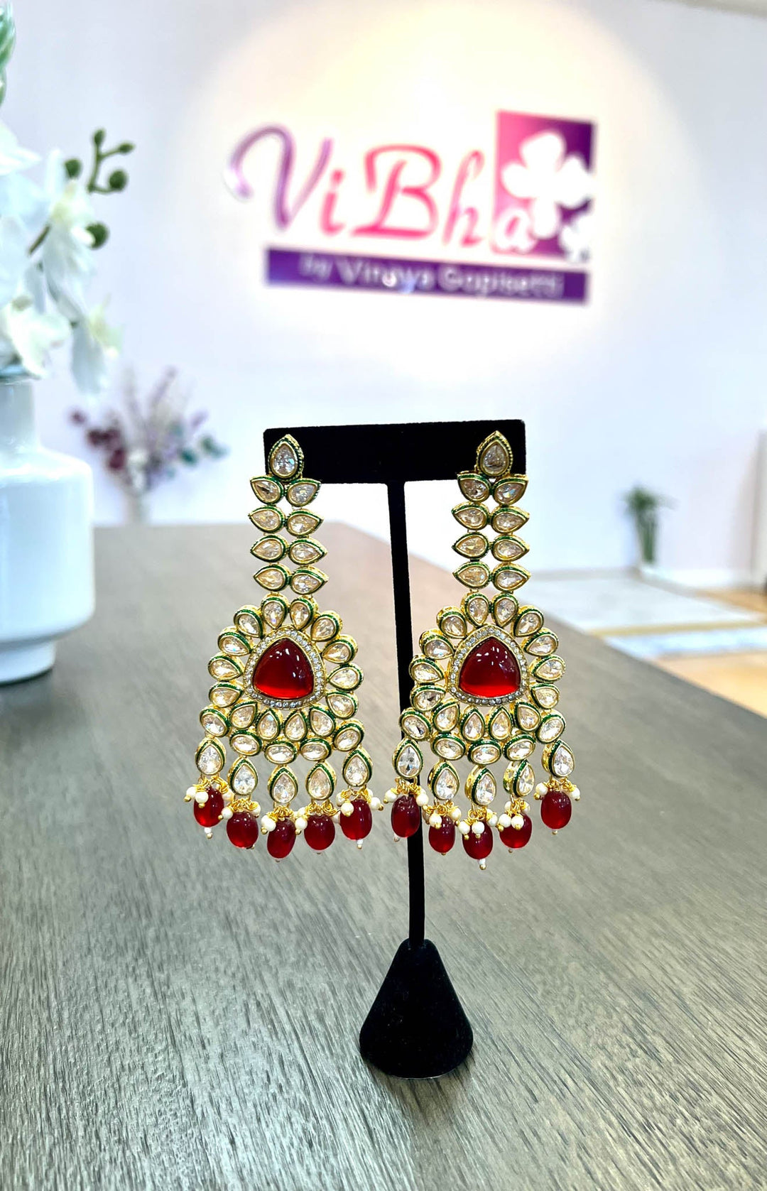 Accessories & Jewelry - Ruby And Kundan Long Earrings