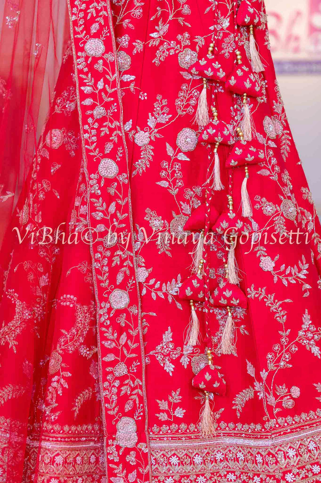 Accessories & Jewelry - Scarlet Red Raw Silk Lehenga Blouse With Heavy Resham And Zardosi Embroidery