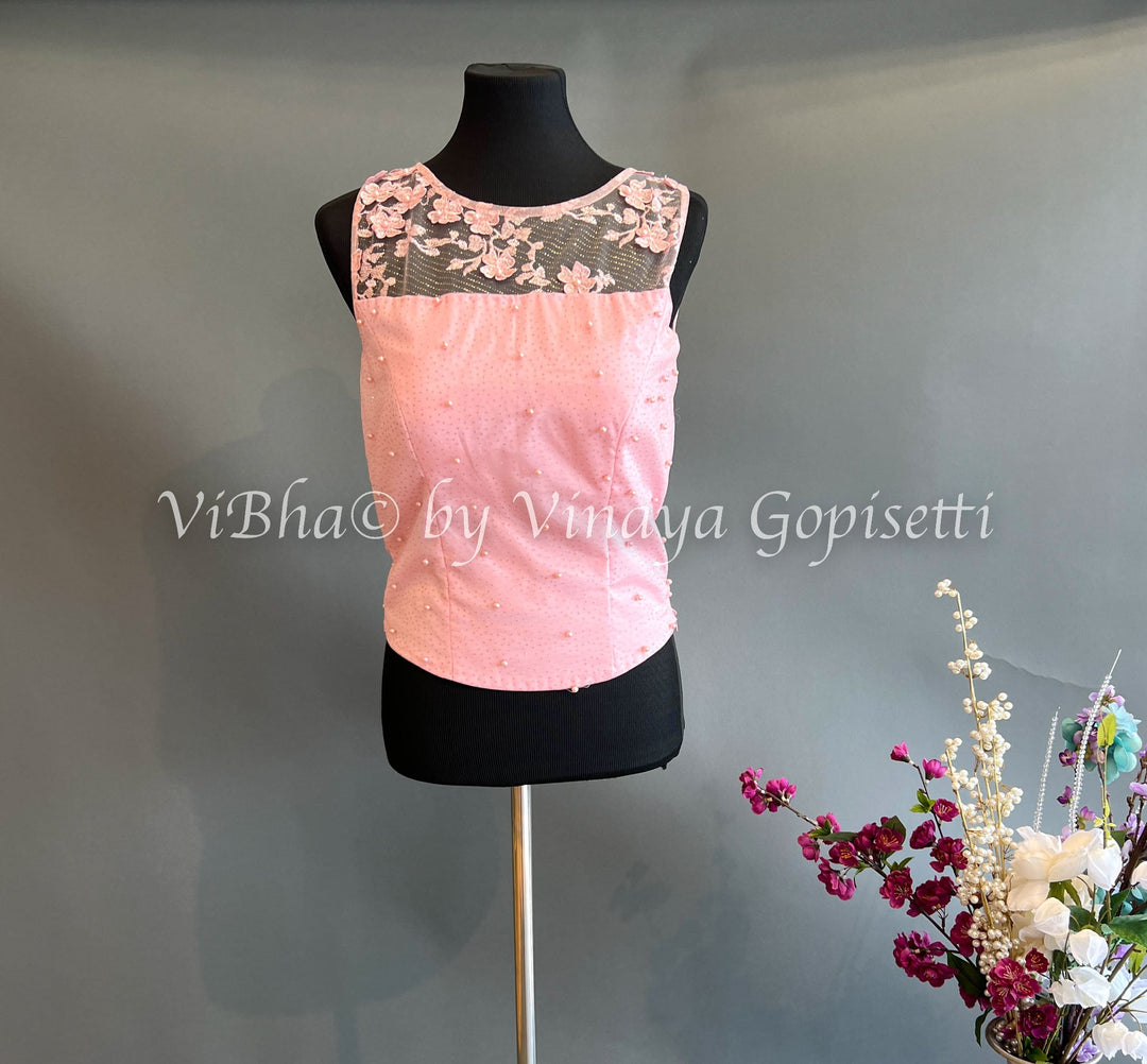 Blouses - Baby Pink Embroidered Corset Blouse