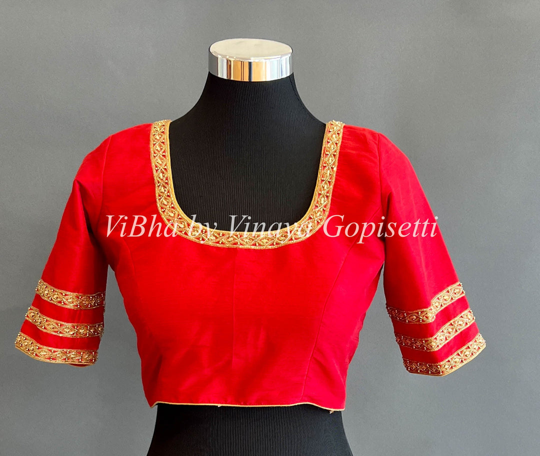 Blouses - Chilli Red Hand Embroidered Blouse