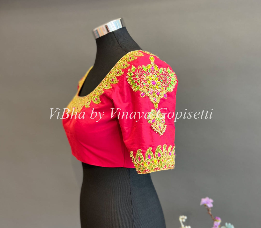 Blouses - Crimson Red Embroidered Blouse