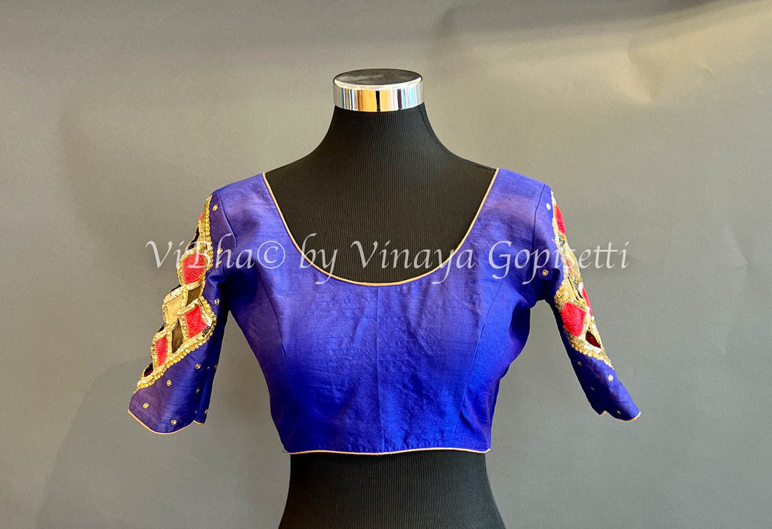Blouses - Dark Blue Embroided Blouse