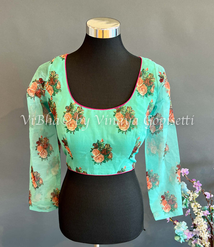 Blouses - Floral Design Full Sleeve Net Blouse