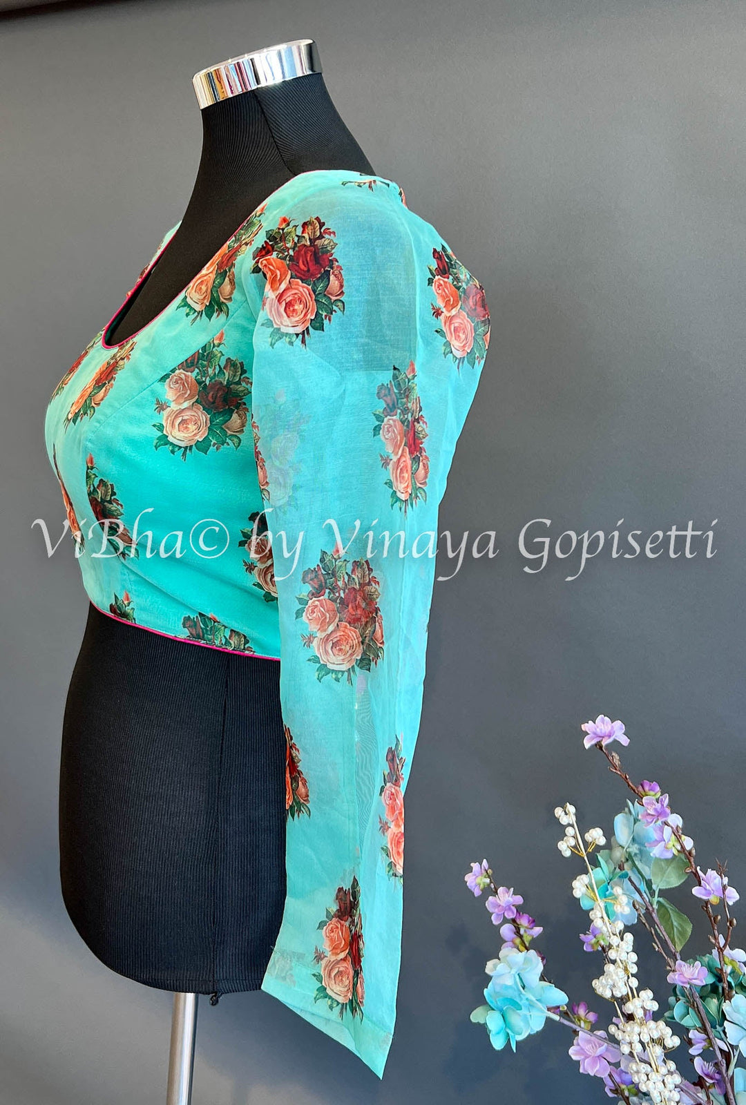 Blouses - Floral Design Full Sleeve Net Blouse