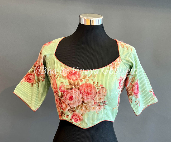 Blouses - Green Floral Blouse