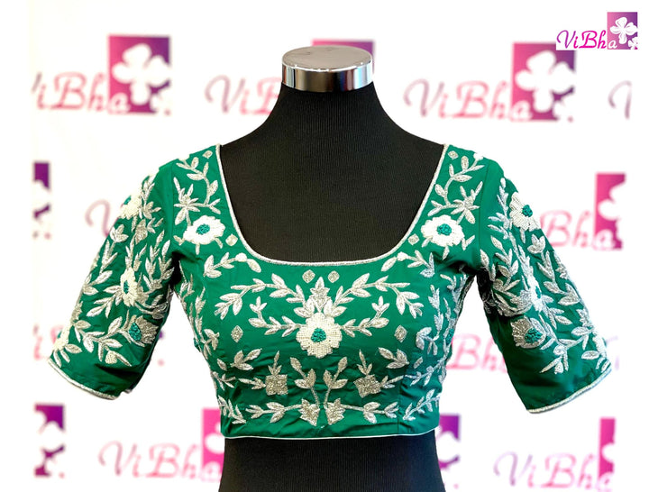Blouses - Green Hand Embroidered Blouse