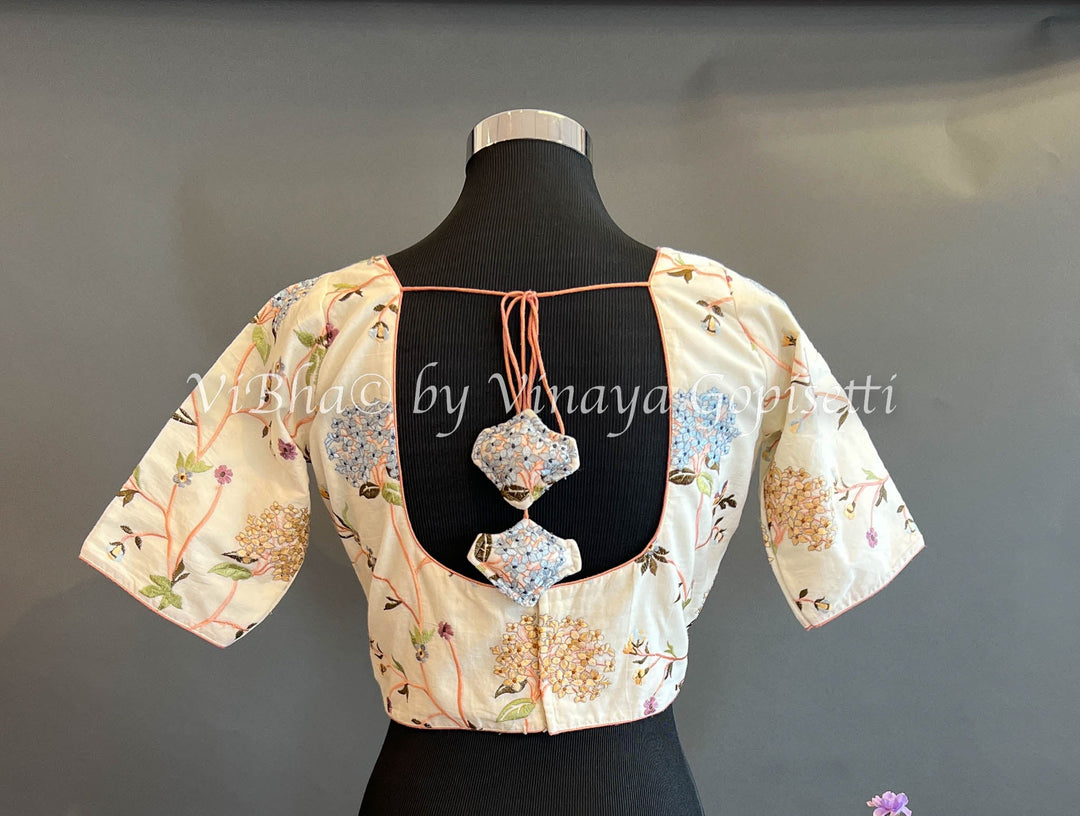 Blouses - Ivory White Embroidered Blouse