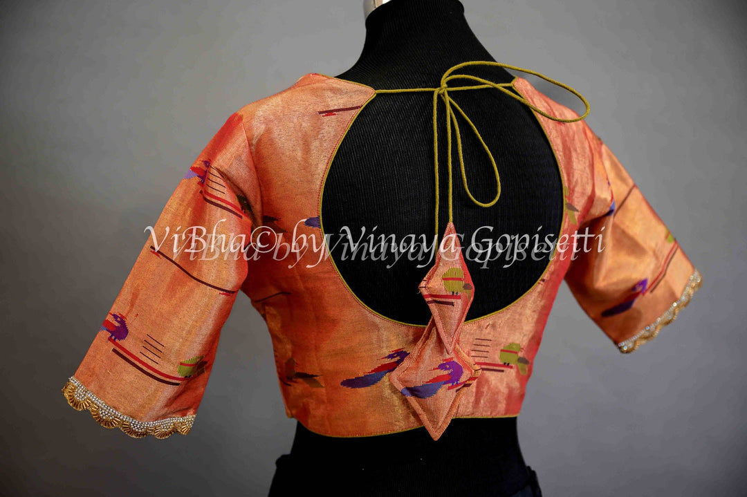 Blouses - Paithani Blouse With Embroidered Sleeve