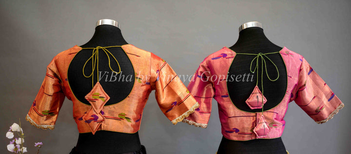 Blouses - Paithani Blouse With Embroidered Sleeve